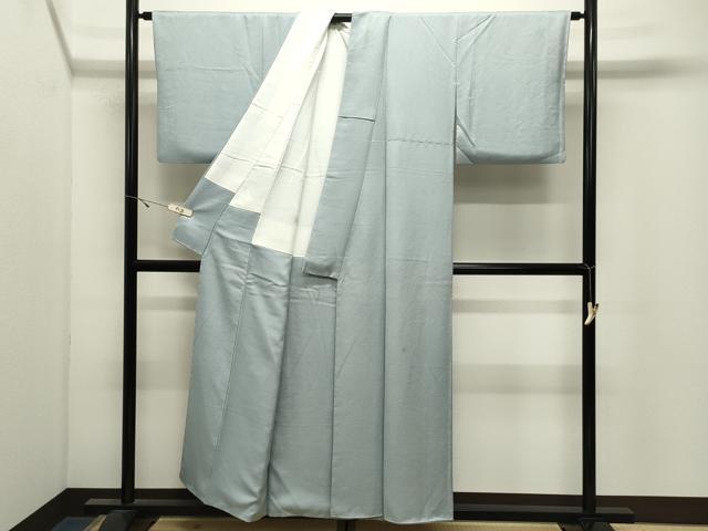 平和屋着物●上質な色無地　霞地紋　藍白色　正絹　逸品　CABK2690gh