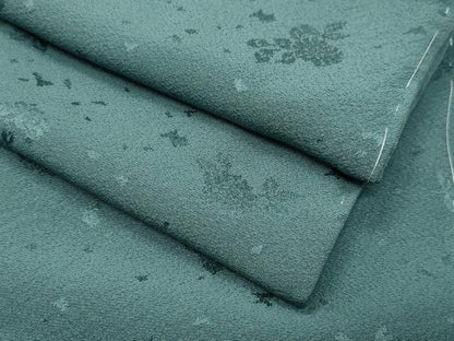 平和屋着物●上質な色無地　草花地紋　青碧色　正絹　逸品　CABK2692gh