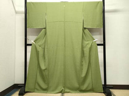 平和屋着物●上質な色無地　青丹色　正絹　逸品　未使用　CABK2694gh
