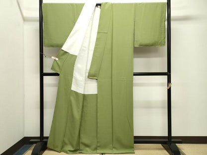 平和屋着物●上質な色無地　青丹色　正絹　逸品　未使用　CABK2694gh