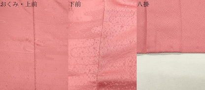 平和屋着物●上質な色無地　エ霞地紋　甚三紅色　正絹　逸品　CABK2697gh