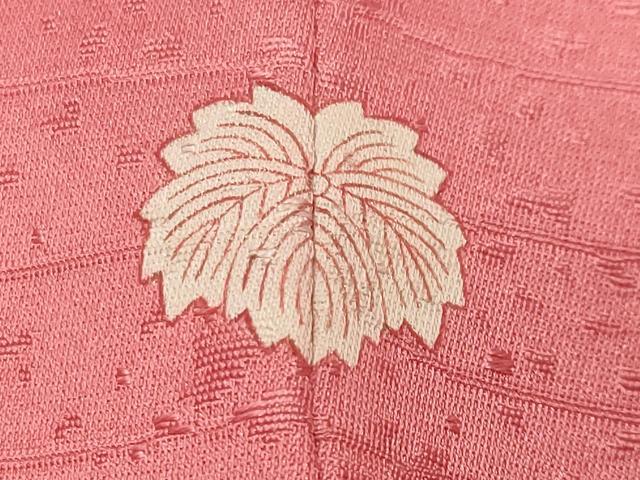 平和屋着物●上質な色無地　エ霞地紋　甚三紅色　正絹　逸品　CABK2697gh