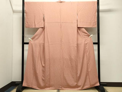 平和屋着物●上質な色無地　霞地紋　穴色　正絹　逸品　CABK2698gh