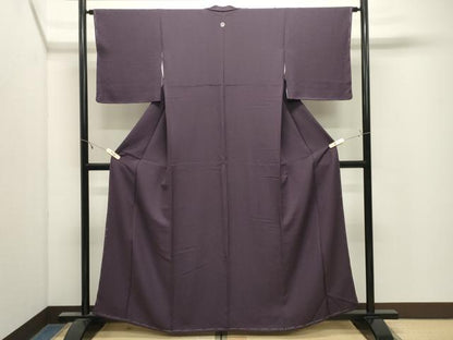 平和屋着物●上質な色無地　紋意匠　深紫色　正絹　逸品　未使用　CABK2699gh