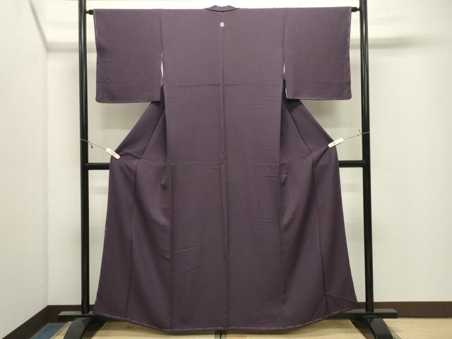 平和屋着物●上質な色無地　紋意匠　深紫色　正絹　逸品　未使用　CABK2699gh