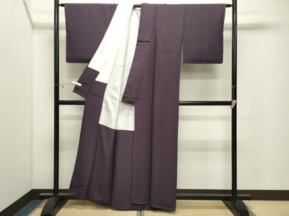 平和屋着物●上質な色無地　紋意匠　深紫色　正絹　逸品　未使用　CABK2699gh