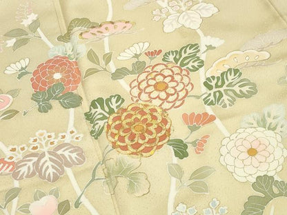 平和屋着物●訪問着　駒刺繍　草花文　金彩　正絹　逸品　CABK2700gh