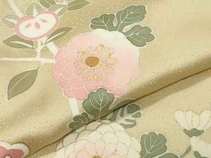 平和屋着物●訪問着　駒刺繍　草花文　金彩　正絹　逸品　CABK2700gh