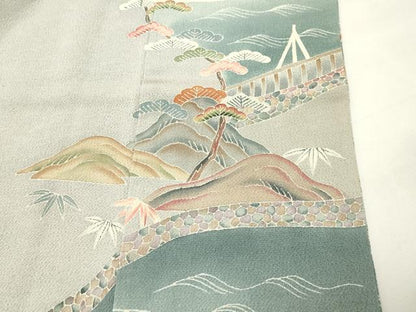 平和屋着物●豪華色留袖　風景松竹梅文　暈し染め　鬼しぼ縮緬　三越扱い　正絹　逸品　CABK2702gh
