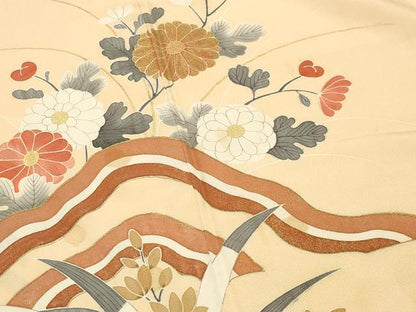 平和屋着物●豪華色留袖　草花文　金彩　正絹　逸品　CABK2703gh