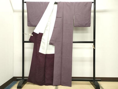 平和屋着物●上質な色無地　葡萄鼠色　正絹　逸品　CABK2704gh