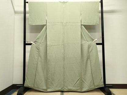 平和屋着物●上質な色無地　薄萌葱色　正絹　逸品　CABK2705gh