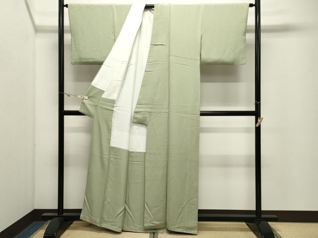 平和屋着物●上質な色無地　薄萌葱色　正絹　逸品　CABK2705gh