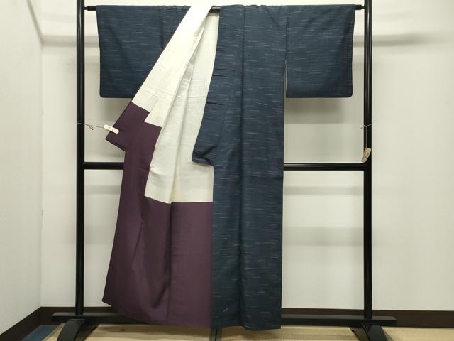 平和屋着物●郡上紬　草木染　横段文　正絹　逸品　CABK2708gh