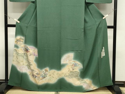 平和屋着物●友禅師・京の名工・伝統工芸士・樽本伊勢蔵　色留袖　暈し染め　扇面人物風景文　金銀彩　正絹　逸品　未使用　CABK2709gh