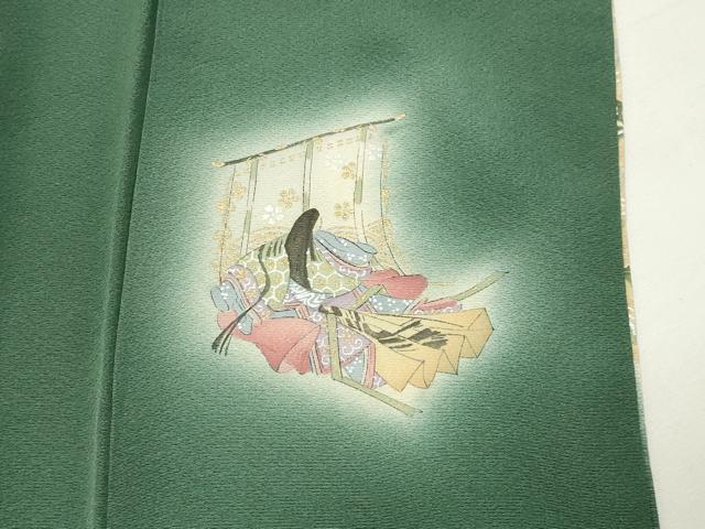 平和屋着物●友禅師・京の名工・伝統工芸士・樽本伊勢蔵　色留袖　暈し染め　扇面人物風景文　金銀彩　正絹　逸品　未使用　CABK2709gh