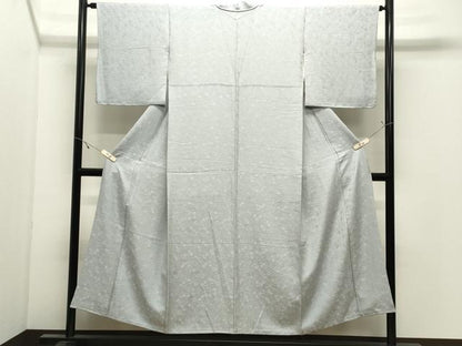 平和屋着物●上質な色無地　舞花地紋　秘色色　正絹　逸品　CABK2712gh