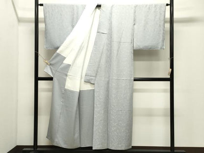 平和屋着物●上質な色無地　舞花地紋　秘色色　正絹　逸品　CABK2712gh