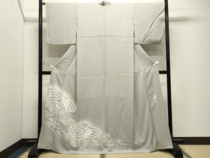 平和屋着物●東京友禅　菅有鬼一　訪問着　鷺　暈し染め　金彩　正絹　逸品　CABK2717gh