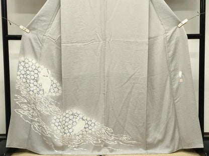 平和屋着物●東京友禅　菅有鬼一　訪問着　鷺　暈し染め　金彩　正絹　逸品　CABK2717gh