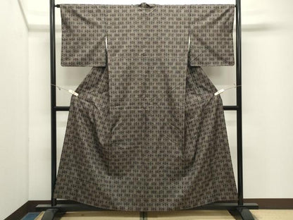 平和屋着物●本場大島紬　7マルキ　幾何学文様　正絹　逸品　CABK2718gh