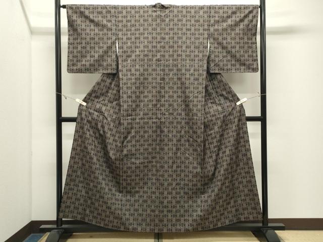 平和屋着物●本場大島紬　7マルキ　幾何学文様　正絹　逸品　CABK2718gh