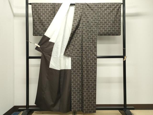 平和屋着物●本場大島紬　7マルキ　幾何学文様　正絹　逸品　CABK2718gh