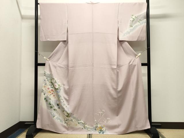 平和屋着物●史上初の女性友禅師京都府伝統産業優秀技術者京の名工岡山武子訪問着　草花文　暈し染め　さが美扱い　正絹　逸品　CABK2722gh