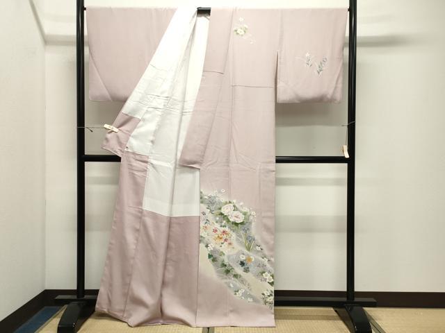 平和屋着物●史上初の女性友禅師京都府伝統産業優秀技術者京の名工岡山武子訪問着　草花文　暈し染め　さが美扱い　正絹　逸品　CABK2722gh