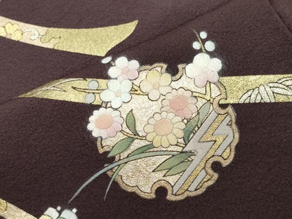 平和屋着物●訪問着　雪輪重ね花文　金銀彩　正絹　逸品　CABK2724gh