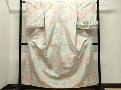 平和屋着物●本場大島紬　白大島　7マルキ　舞花文　関糸村島謹製　証紙付き　正絹　逸品　未使用　CABK2727gh