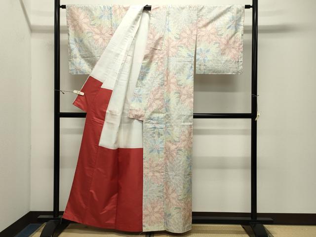 平和屋着物●本場大島紬　白大島　7マルキ　舞花文　関糸村島謹製　証紙付き　正絹　逸品　未使用　CABK2727gh