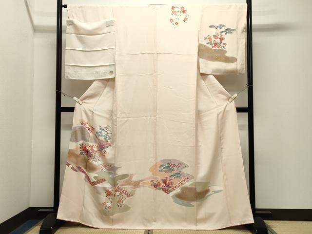 平和屋着物●訪問着　花車文　暈し染め　金彩　反端付き　正絹　逸品　CABK2728gh