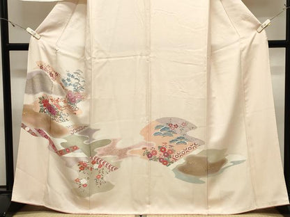 平和屋着物●訪問着　花車文　暈し染め　金彩　反端付き　正絹　逸品　CABK2728gh
