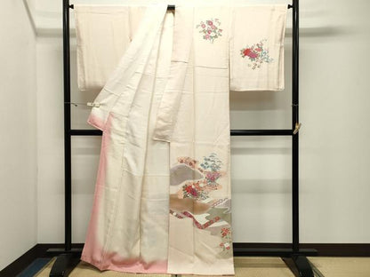 平和屋着物●訪問着　花車文　暈し染め　金彩　反端付き　正絹　逸品　CABK2728gh