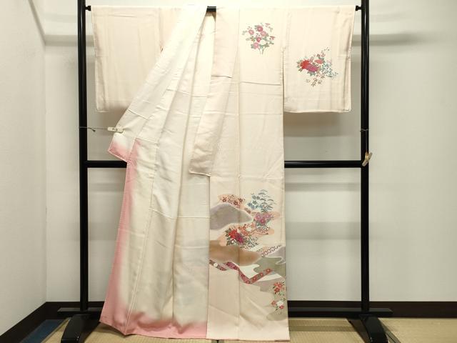 平和屋着物●訪問着　花車文　暈し染め　金彩　反端付き　正絹　逸品　CABK2728gh
