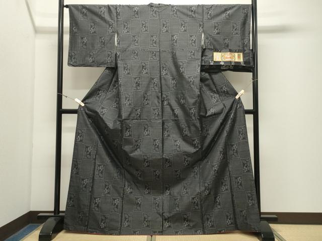 平和屋着物●本場大島紬　草花文　さが美扱い　中晶紬織物謹製　証紙付き　正絹　逸品　CABK2729gh