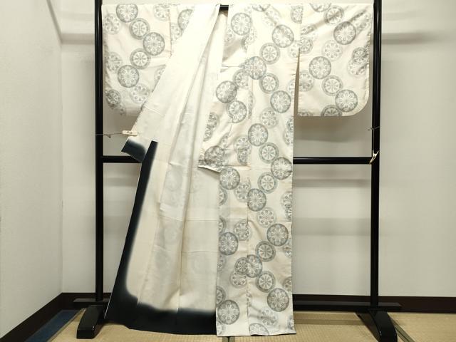 平和屋着物●本場大島紬　白大島　9マルキ　源氏車　正絹　逸品　CABK2738gh