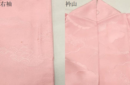 平和屋着物●上質な色無地　雲重ね地紋　珊瑚色　正絹　逸品　CABK2739gh
