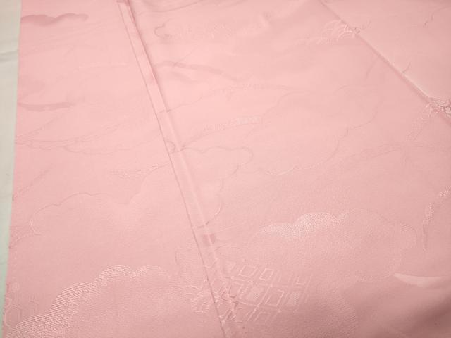 平和屋着物●上質な色無地　雲重ね地紋　珊瑚色　正絹　逸品　CABK2739gh