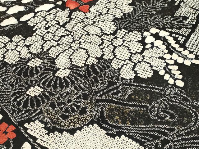 平和屋着物●豪華振袖・長襦袢セット　総絞り　花車文　黒地　金彩　正絹　逸品　CABK2741gh