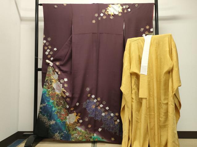 平和屋着物●豪華振袖・長襦袢セット　牡丹花文　金銀彩　正絹　逸品　CABK2742gh