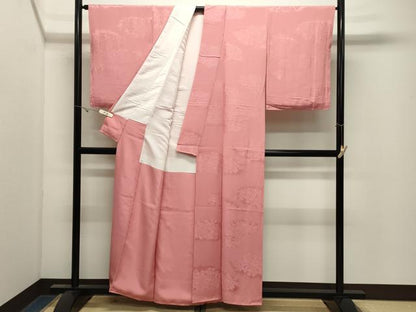 平和屋着物●上質な色無地　草花地紋　薄紅色　正絹　逸品　CABK2744gh