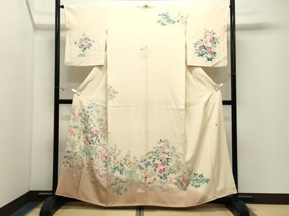 平和屋着物●訪問着　友禅　作家物　鴛鴦花文　暈し染め　正絹　逸品　CABK2746gh