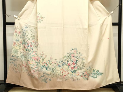 平和屋着物●訪問着　友禅　作家物　鴛鴦花文　暈し染め　正絹　逸品　CABK2746gh