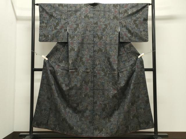 平和屋着物●本場大島紬　9マルキ　花唐草文　正絹　逸品　CABK2748gh