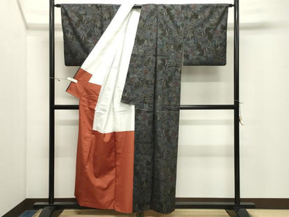 平和屋着物●本場大島紬　9マルキ　花唐草文　正絹　逸品　CABK2748gh