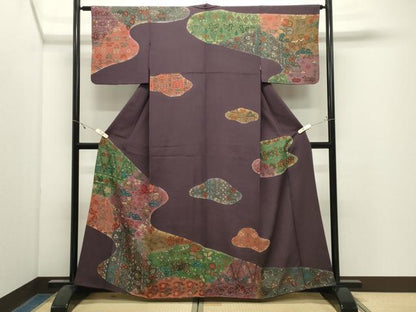 平和屋着物●訪問着　動物花文　暈し染め　正絹　逸品　CABK2753gh