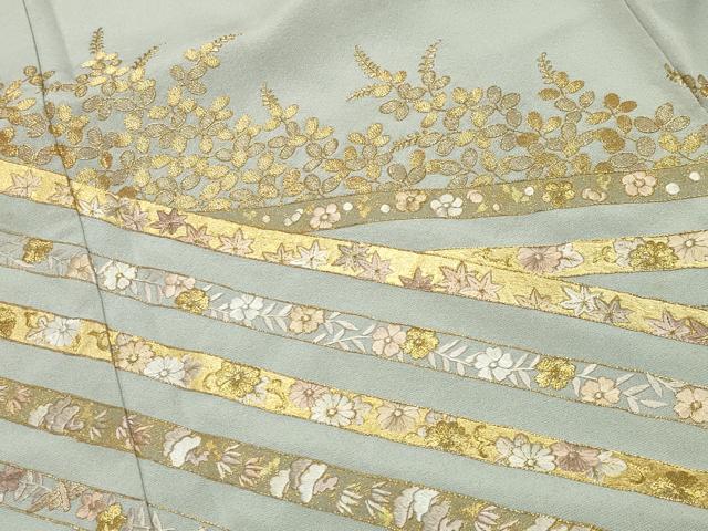 平和屋着物●豪華色留袖　総刺繍　駒刺繍　萩草花文　金彩　正絹　逸品　CABK2754gh