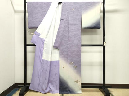 平和屋着物●訪問着　刺繍　松皮菱花文　暈し染め　金糸　鬼しぼ縮緬　正絹　逸品　CABK2755gh